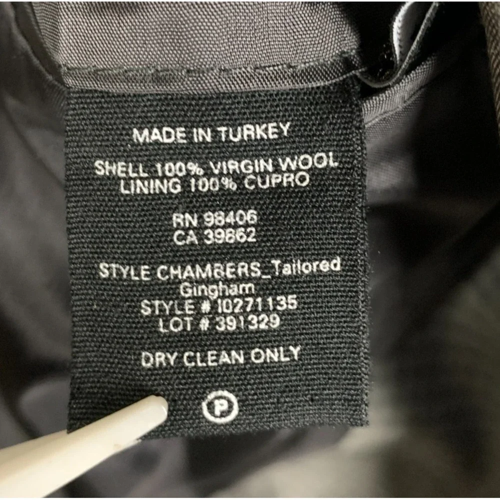 Theory Chambers Blazer 40L Gray Gingham Slim‎ Tailored Wool Sport Coat Jacket